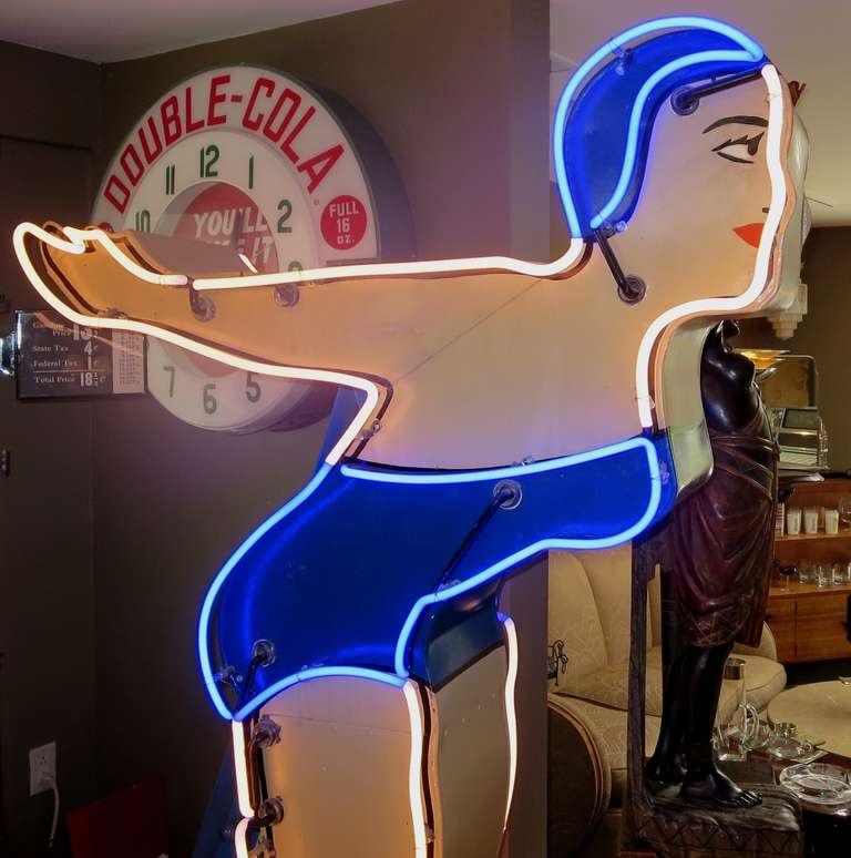 Large Neon Diving Girl Motel Sign In Good Condition In North Hollywood, CA