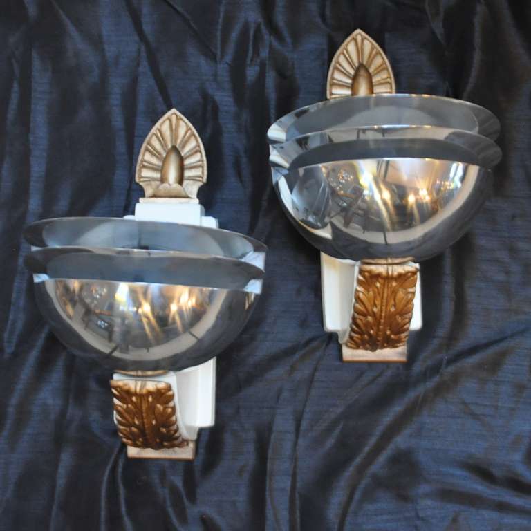 American Art Deco Wall Sconces - 3 Tiered 