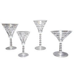 Antique 73 Orrefors Crystal Glasses 1924 Molnet Pattern by Simon Gate