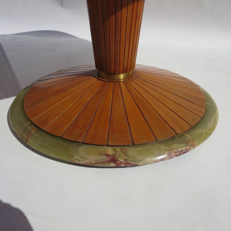 Mid-20th Century Italian Game Table in Parchment with Inlaid Marquetry Scene