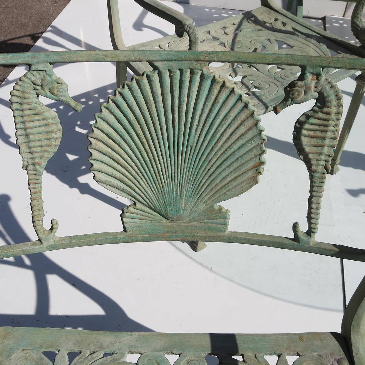 Aluminum Seahorse and Shell Motif Patio Suite by Molla NYC