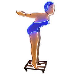 Retro Large Neon Diving Girl Motel Sign