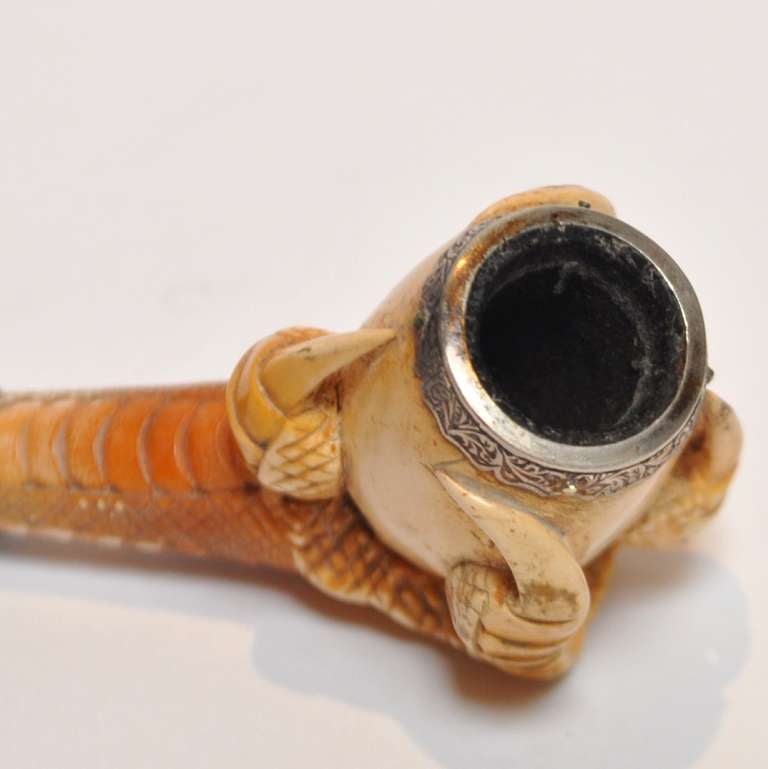 Meerschaum and Silver Opium Pipe In Good Condition In North Hollywood, CA