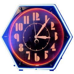 Art Deco Hexagon Neon Wall Clock