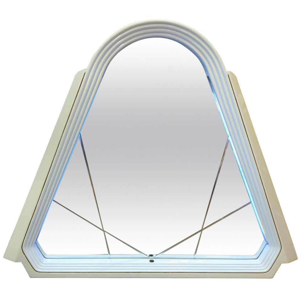 Lacquered Italian Pop Art Lighted Wall Mirror For Sale