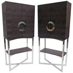Faux Alligator Cabinets in the Style of Pierre Cardin, Two Available