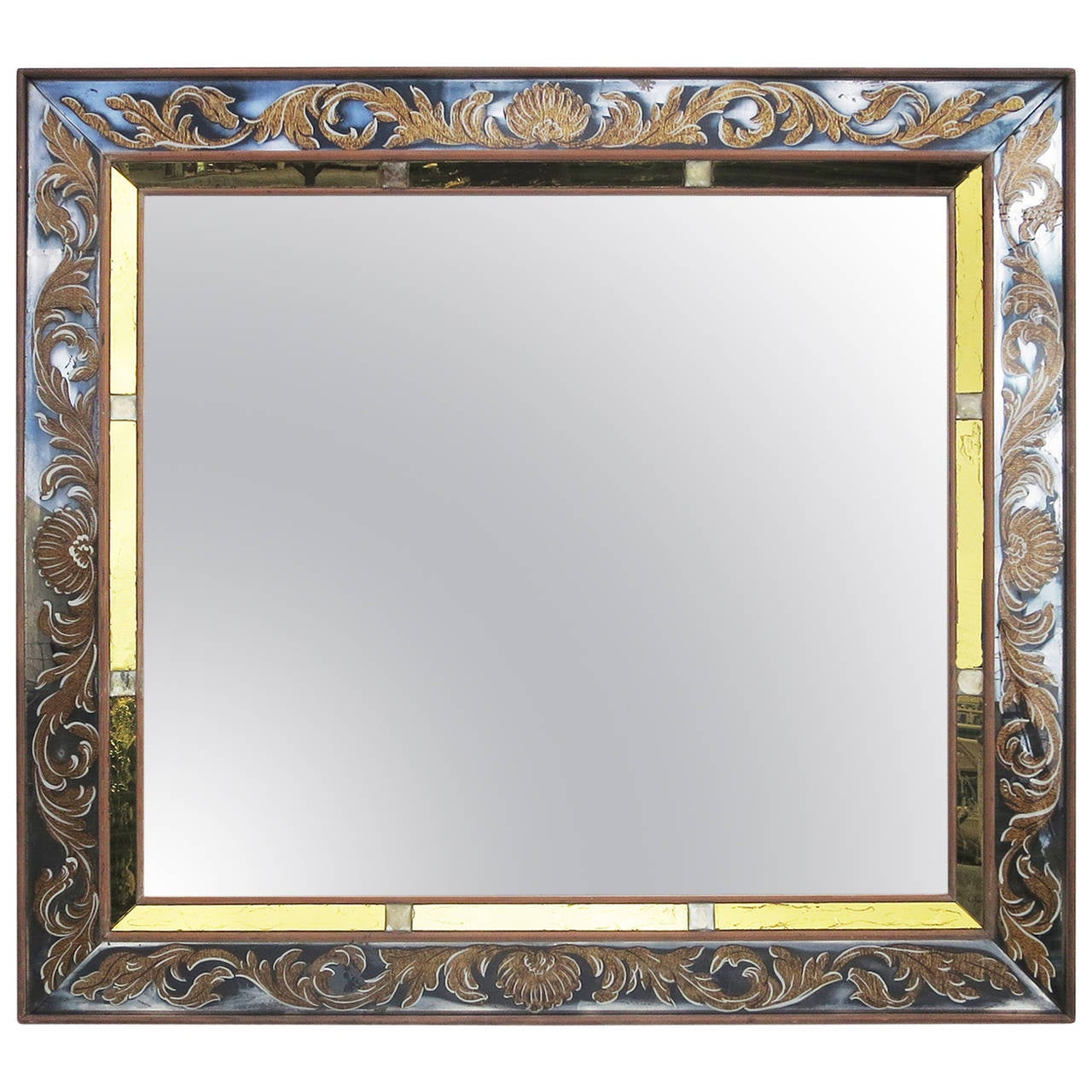 Grand Wall Mirror With Églomisé Painted Frame At 1stdibs Grand Wall Mirror With Églomisé Painted Frame For