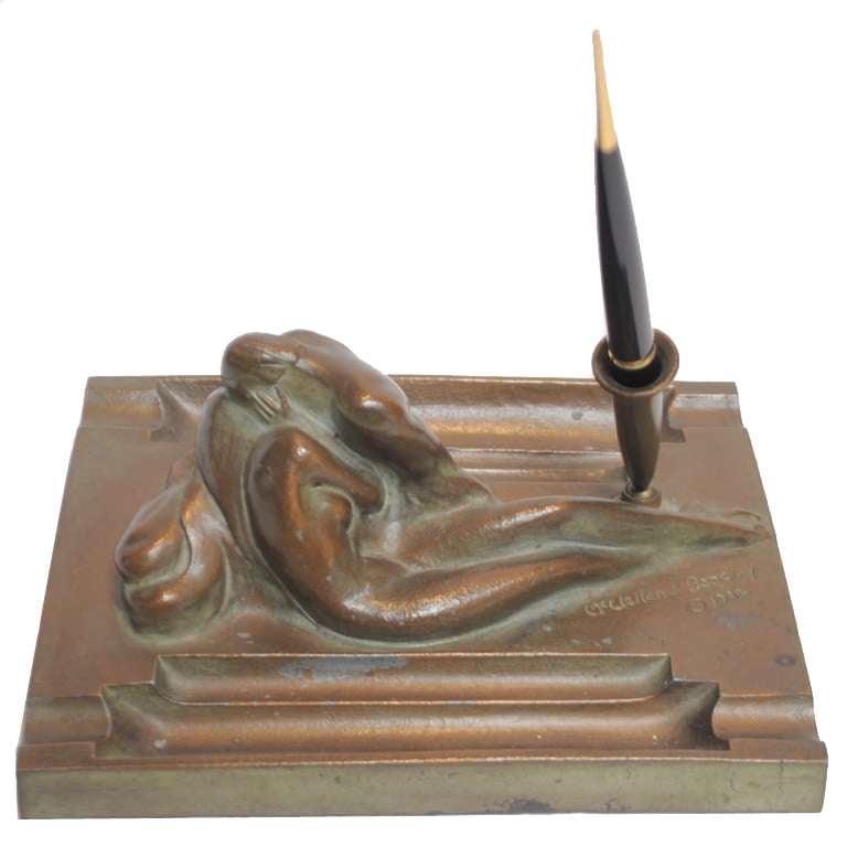 Bronzed Art Deco Pen Holder by McClelland Barclay at 1stDibs
