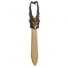 Gothic Broze and Ivory Bat Letter Opener