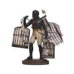 Cold Painted Bronze and Spelter African Bird Seller
