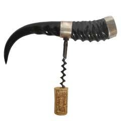 Horn and Sterling Silver Corkscrew