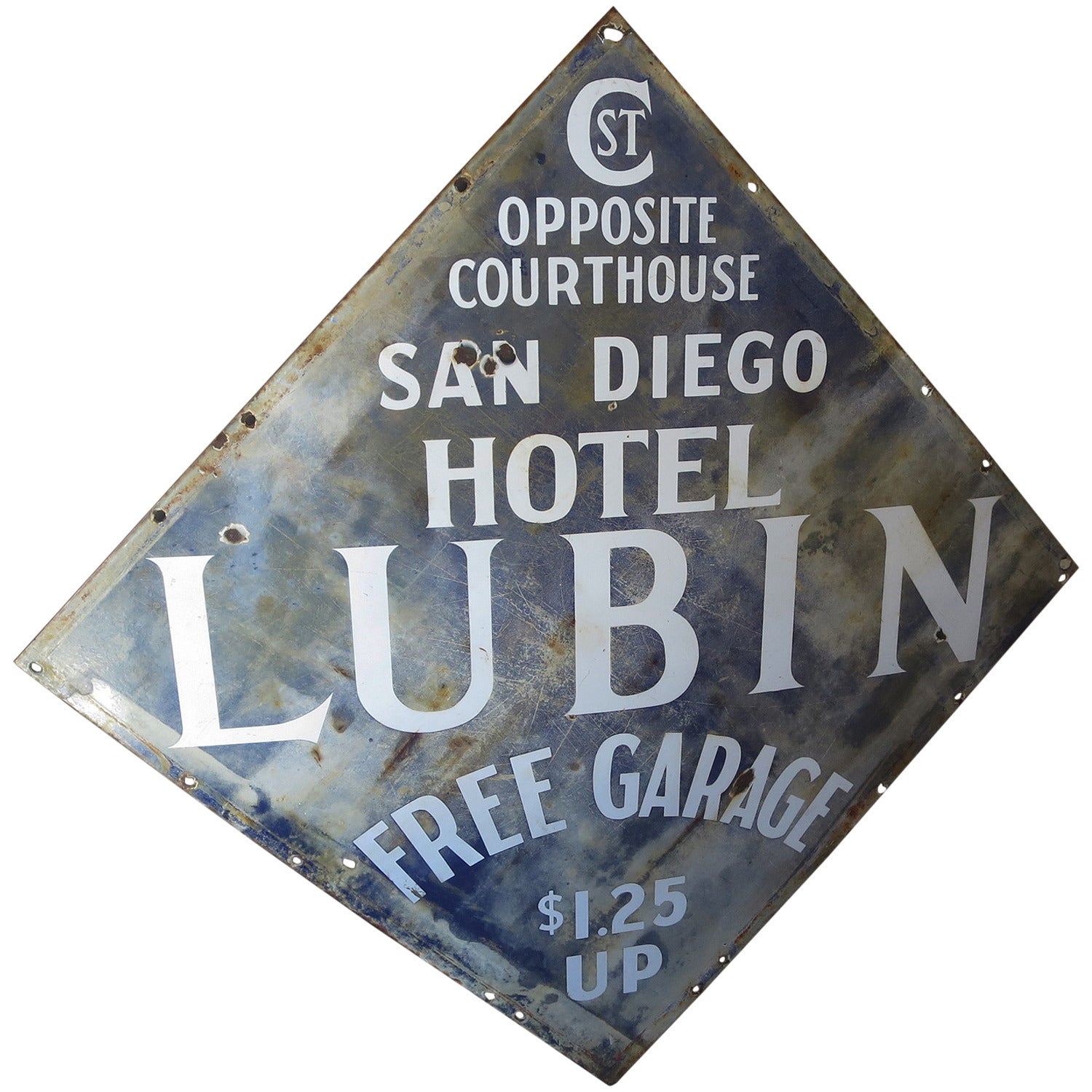 Hotel Lubin San Diego Porcelain Enamel Sign