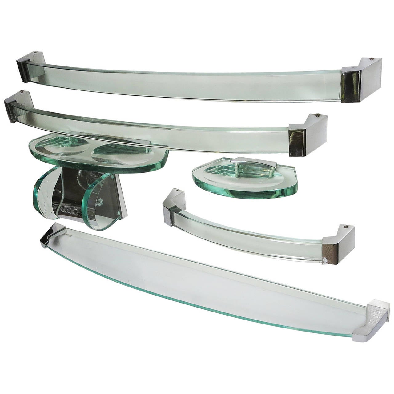 Fontana Arte Glass and Chrome Bath Accessory Set at 1stDibs glass and