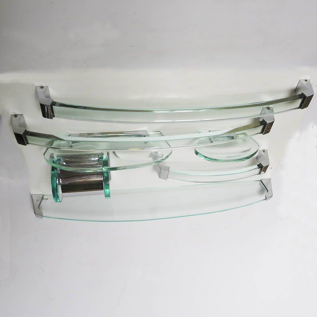 Fontana Arte Glass and Chrome Bath Accessory Set In Good Condition In North Hollywood, CA