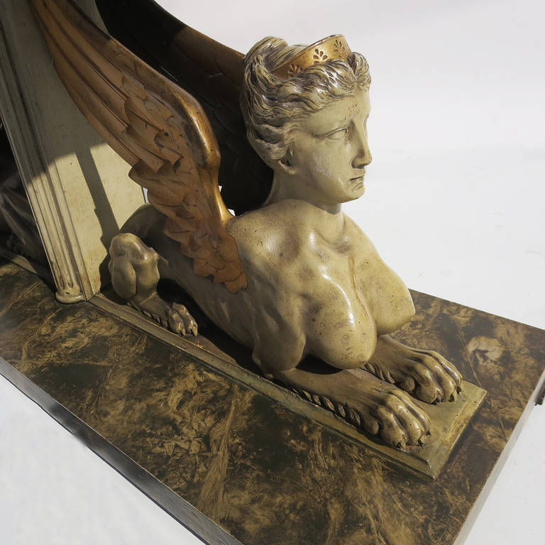 Carved Neo Classical Sphinx Console Table