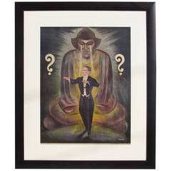 Antique Early 20th Century Lithographed Magician Poster by Escher