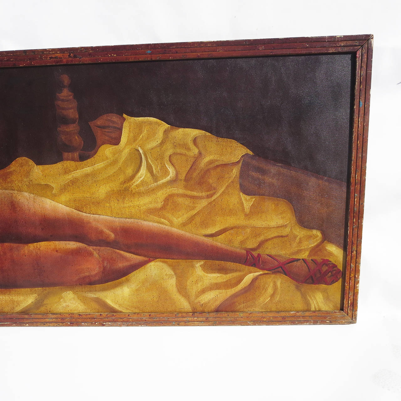 American Huge Back Bar Painting of a reclining Nude from a Harlem Speakeasy
