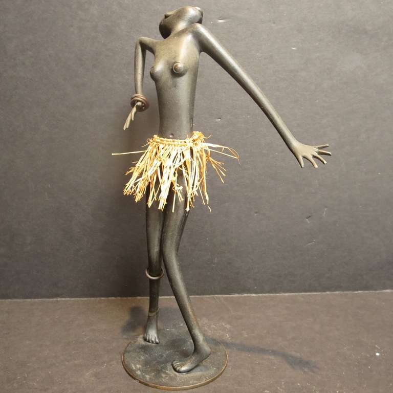Austrian Bronze African Dancer Sculpture by Karl Hagenauer