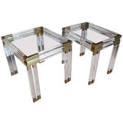 Charles Hollis Jones for Paul Laszlo Brass and Lucite End Tables