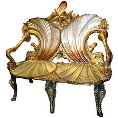 Venetian Carved and Gilded Grotto Bench