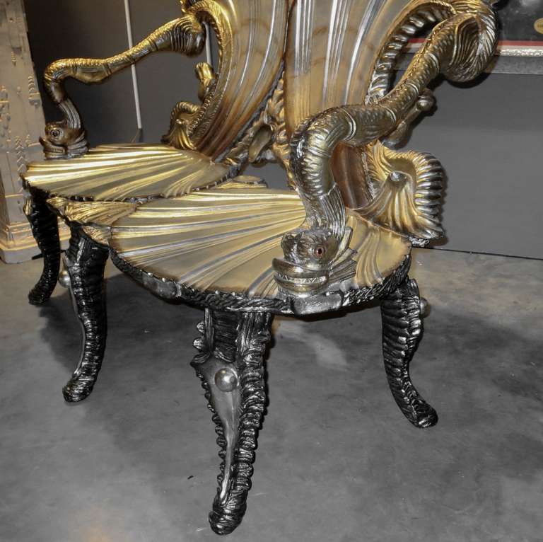 Rococo Venetian Carved and Gilded Grotto Bench