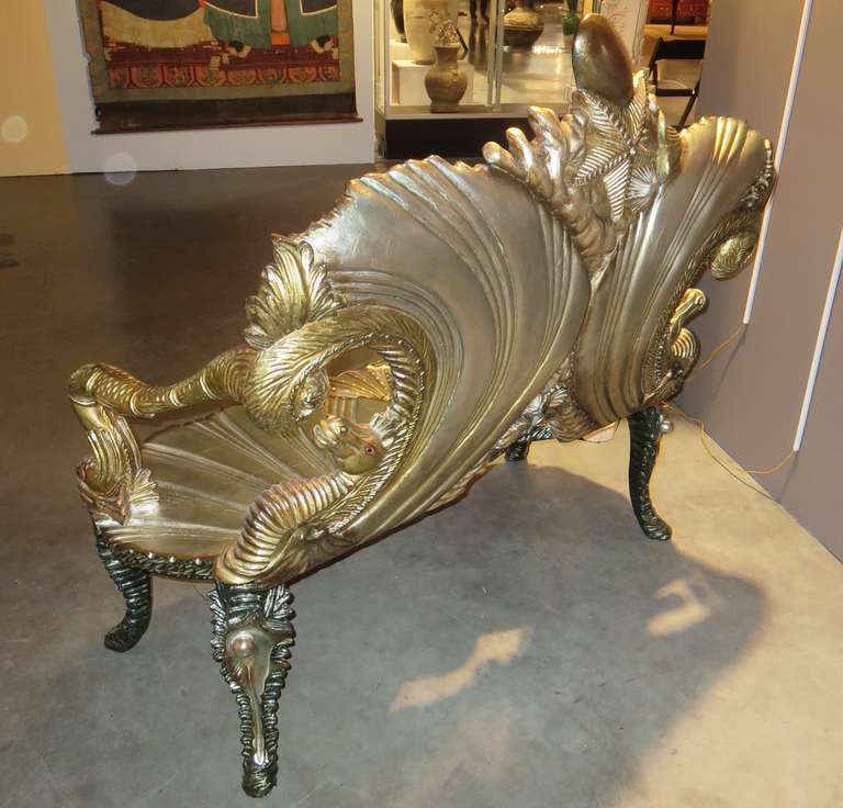 Venetian Carved and Gilded Grotto Bench 1