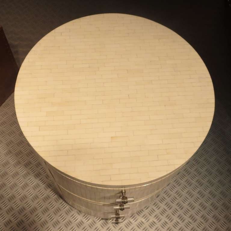 Mid-Century Modern Tessellated Horn Circular Cabinet in the Manner of Karl Springer