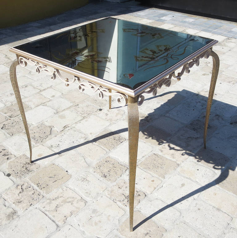 Églomisé Mirrored Game Table in the Manner of Rene Drouet
