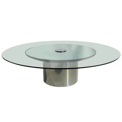 Polished Metal, Glass and Mirror Coffee Table by Pace