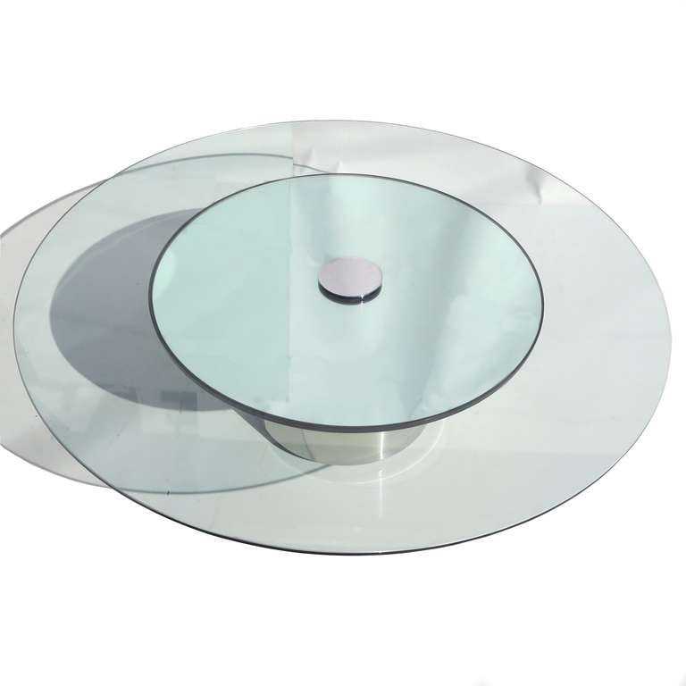 Polished Metal, Glass and Mirror Coffee Table by Pace
