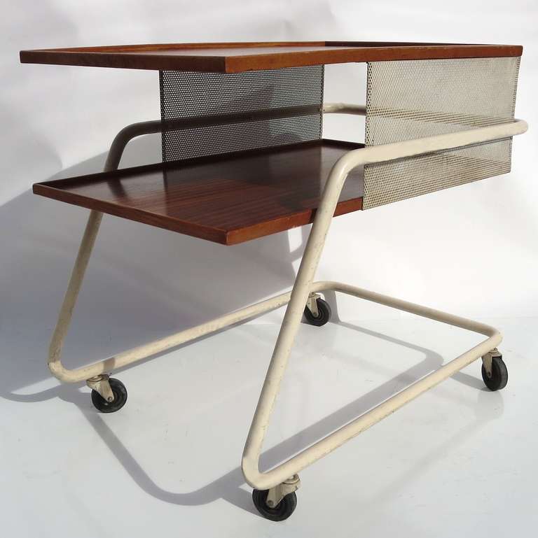 1947 Prototype Serving, Cocktail or Bar Cart by Franziska Hosken In Good Condition In North Hollywood, CA