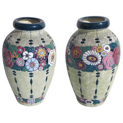 Amphora Art Deco Glazed and Decorated Oil Jars