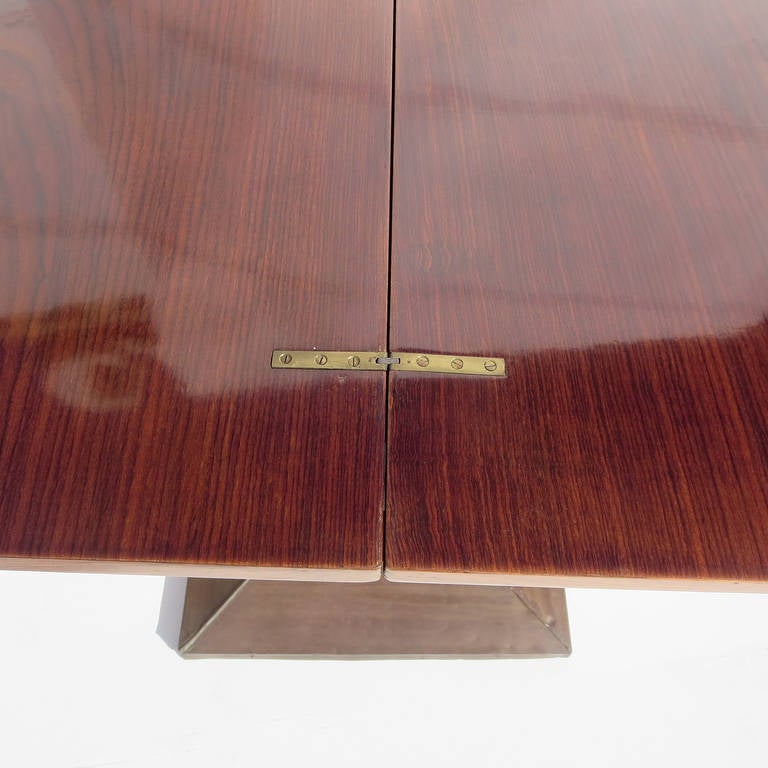 Brass Expanding Art Deco Game Table in Rosewood
