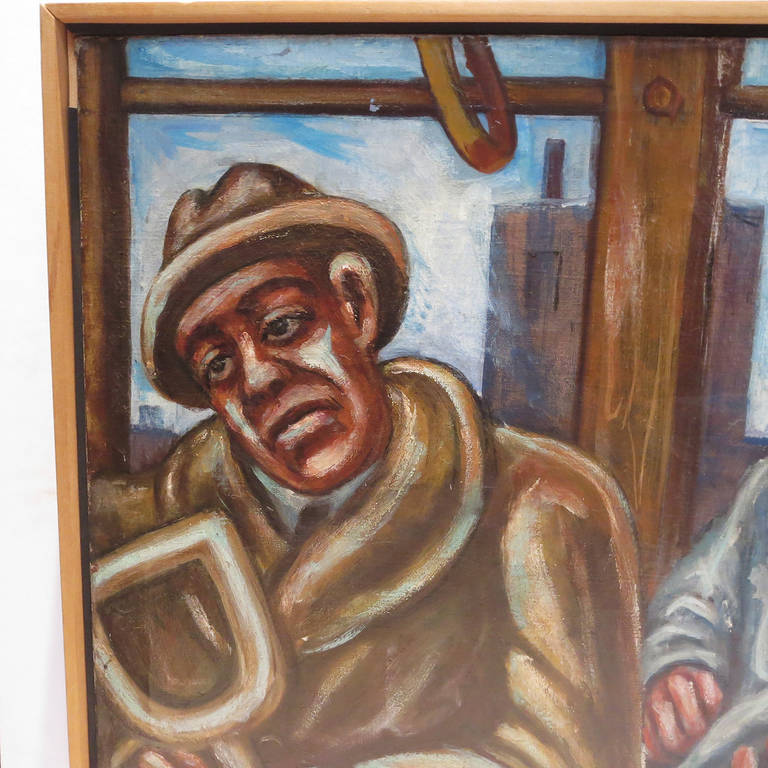WPA Style Depression Oil Painting by Morris Topchevsky In Good Condition In North Hollywood, CA
