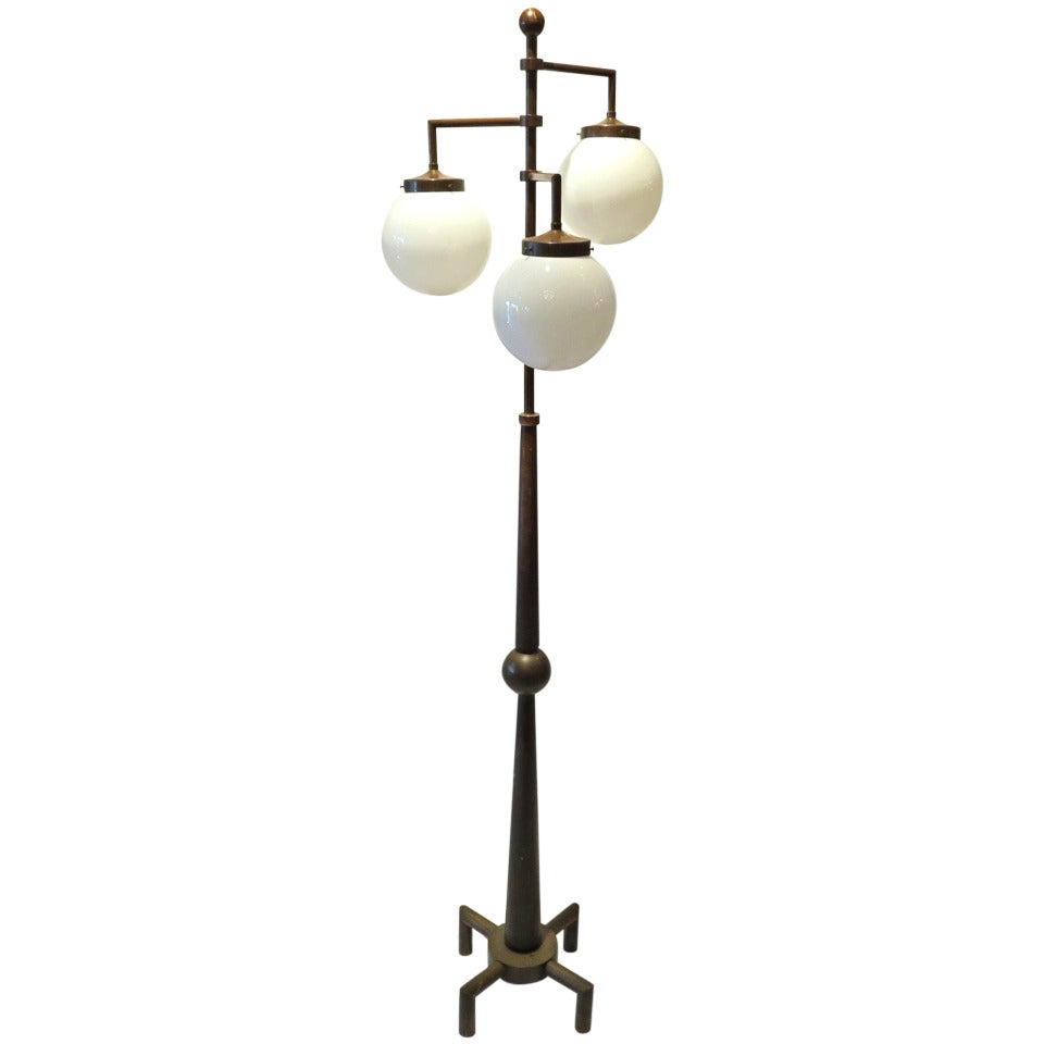 Stylized Bronze Mid Century Floor Lamp