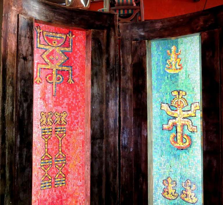 Steel Lighted Mosaic Columns from SS Santa Rosa Ocean Liner - 7 Available