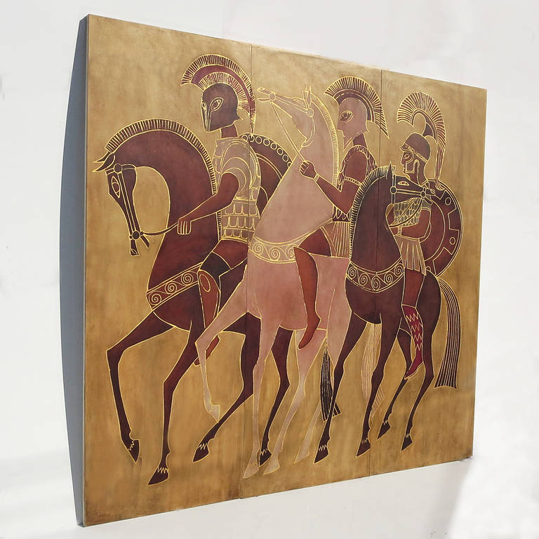 Stylized Large-Scale Roman Themed Triptych