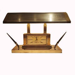 Art Deco Desk Lamp / Clock Combination by Silver Crest
