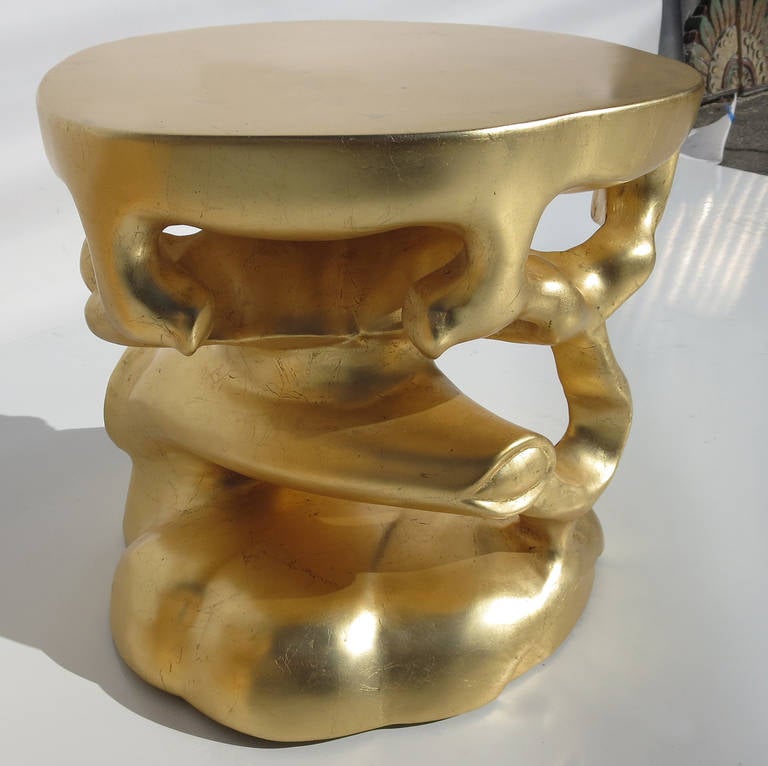 Late 20th Century Gold Gilded Free-Form Sculptural Stools, 1970s