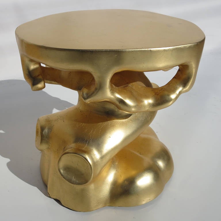 Gold Gilded Free-Form Sculptural Stools, 1970s 1