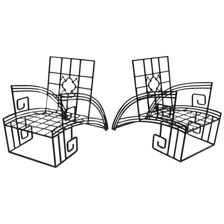 Art Deco Style Iron "Jazz" Chairs at 1stDibs