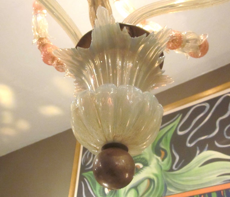 Two Toned Venini Glass Chandelier For Sale 1