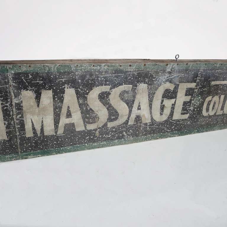 Swedish Massage and Colonics Street Sign In Distressed Condition For Sale In North Hollywood, CA