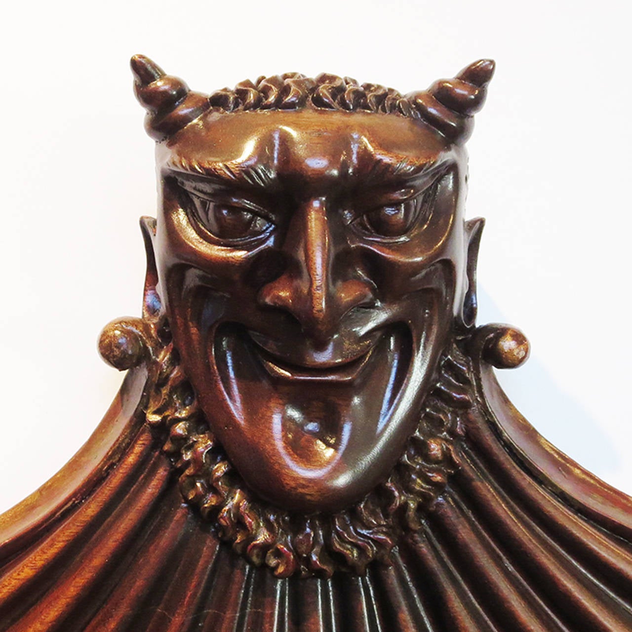Carved Wooden Devil Wall Mirror In Good Condition In North Hollywood, CA