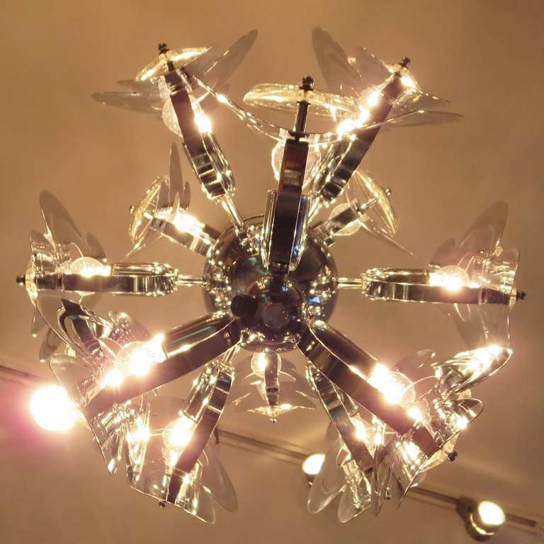 12 Light Chrome and Crystal Chandelier by Gaetano Sciolari In Excellent Condition In North Hollywood, CA