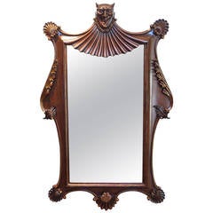 Carved Wooden Devil Wall Mirror