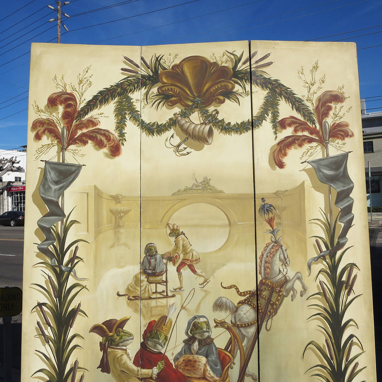 Hand-Painted Folding Screen from Florist David Jones Estate