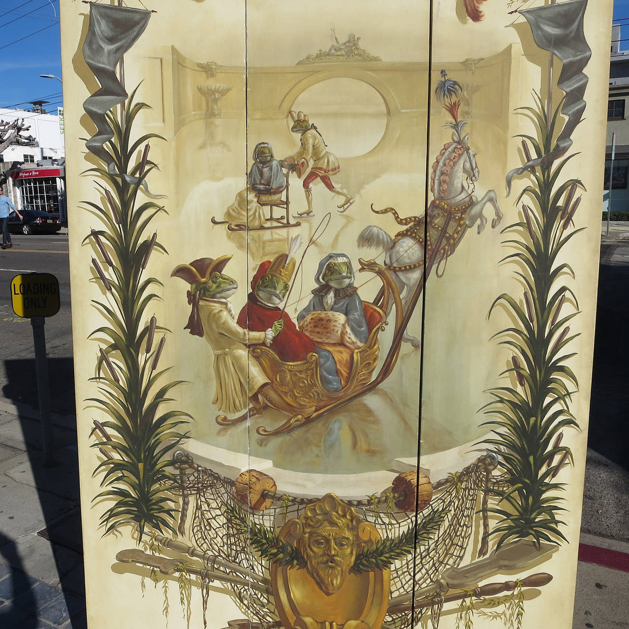 French Hand-Painted Folding Screen from Florist David Jones Estate