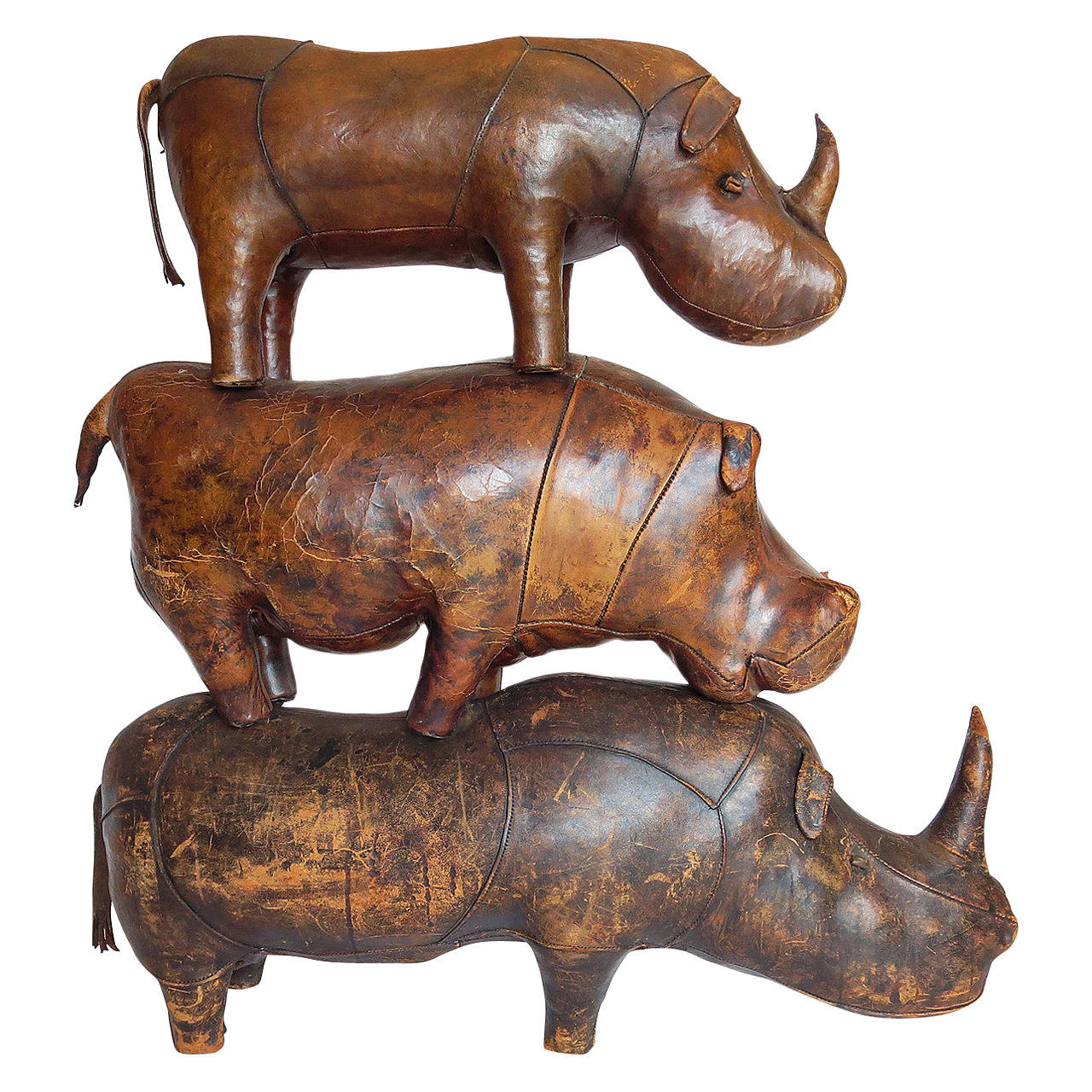 Trio of Leather Animals Sculptures by Dimitri Omersa for Abercrombie