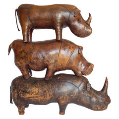 Trio of Leather Animals Sculptures by Dimitri Omersa for Abercrombie and Fitch